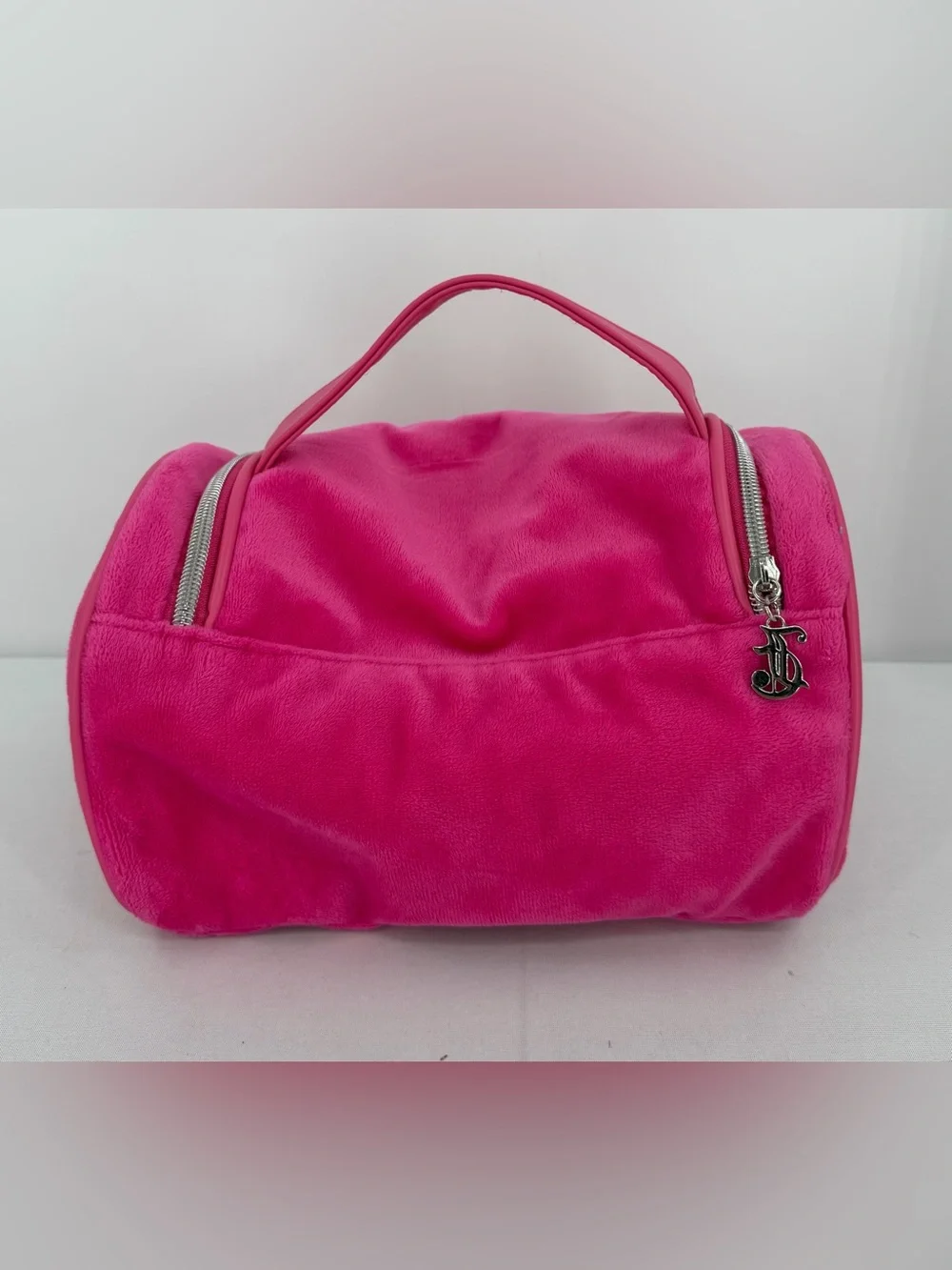Juicy Couture Pink Velour Rhinestone makeup bag Train Case Y2K 2000s Mcbling